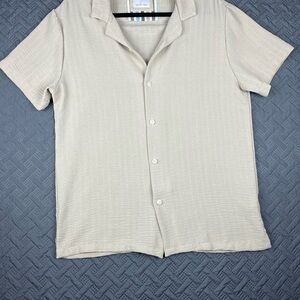 Men's Casual Beige Button Down Shirt